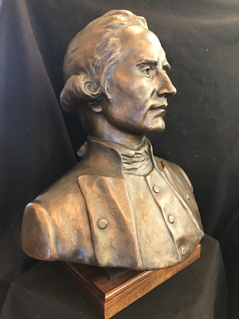 Captain James Cook, historical bronze sculptures, historical busts, navigator, cartographer, British Explorer, British Royal Navy, bronze tabletop sculptures, portrait bronze statues, Antiquarium Houston, TX, HMS Endeavour