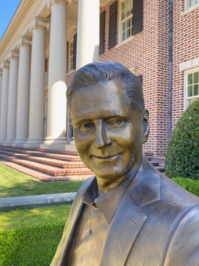 G. Brint Ryan & Amanda Portrait Sculptures commissioned and created in bronze by master sculptor, Tom White, for placement in Reunion Park at the Hotel Settles, Big Spring, Texas. Also at the Ryan residence in Dallas.