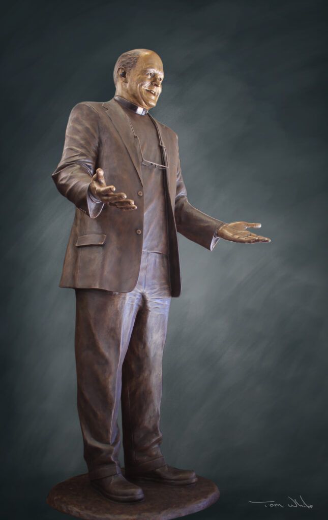 Monsignor Vincent Puma Memorial Portrait Sculpture at Eva's Village, Paterson, NJ, by master sculptor, Tom White. Mon. Puma was the founder of this vital non-profit charity who devoted his life to service and compassion for those in need.