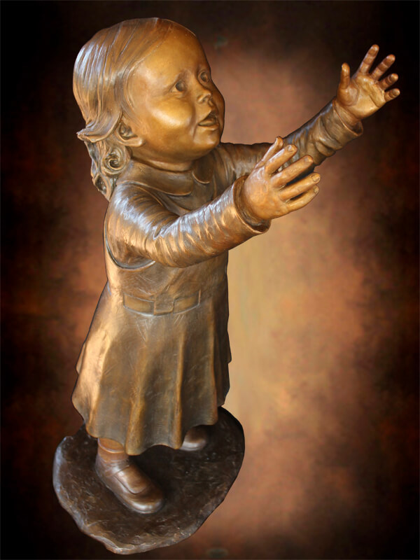 Ruby bronze portrait sculpture is a sweet statue of this little girl commissioned by her parents for her grandparents&rsquo; home. Created by master sculptor, Tom White.