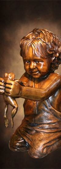 Boy & Frog Bronze Sculpture, Children's Park, Tyler, Texas, by portrait commission sculptor, Tom White.