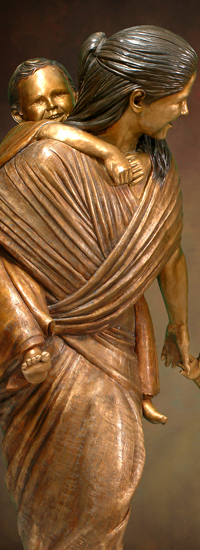 Brittiney Bevin Memorial Sculpture, Cave Hill Cemetery, Louisville, KY, Welcoming Christ scene of Jesus and children sculptures, created by Tom White, Sculptor specializing in portrait bronze monuments.