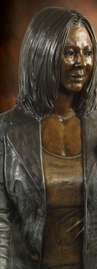 Hispanic Woman Bronze Statue with Welcoming Christ sculptures of Jesus & Children scenes in prayer gardens, cemeteries, school and churches across the U.S. and Canada. Created by Christian sculptor, Tom White.