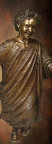 Laughing Boy Bronze Statue, part of Welcoming Christ sculpture scene of Jesus and Children, by Tom White, sculptor.