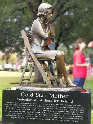 Gold Star Mom Bronze statue. Monumental sculptures honoring Gold Star families and their sacrifice for war memorials and Veterans Parks by commissioned sculptor, Tom White.