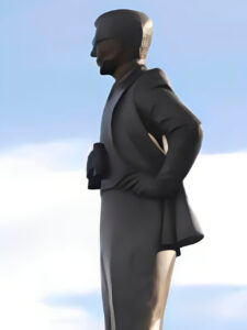 Sir Barnes Wallis bronze statue, Herne Bay Cultural Trails, Kent, England, by world-class commission monumental sculptor, Tom White. Sir Wallis is inventor of bouncing bomb in WWII of "Dam Busters" movie fame.