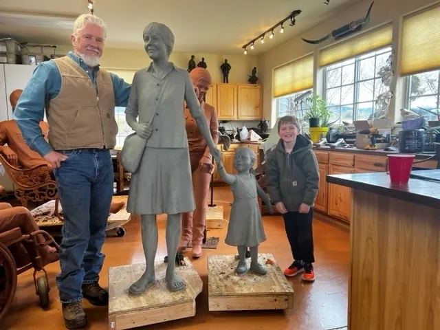 Tom White Studios, Inc | St Angela Merici & Dorothy Kazel Saint Angela Merici Statue & Dorothy Kazel bronze portrait sculpture scene commissioned by Urban Community School and created by Tom White, Sculptor. St Angela Merici was the founder of the Ursuline nuns in the 1400’s.