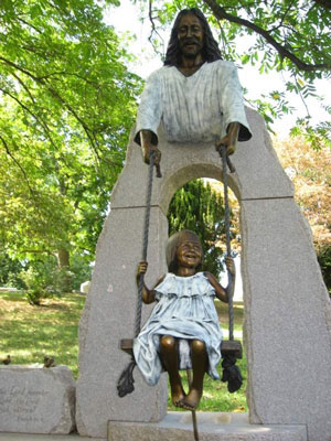 Sami McDonald Memorial - Jesus Statues, portrait bronze sculptures, Cavehill Cemetery, Lousiville, KY, commission by master sculptor, Tom White.
